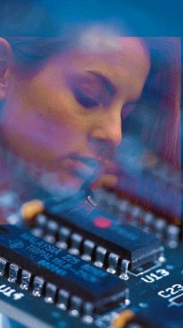 Female Face And Computer Chips